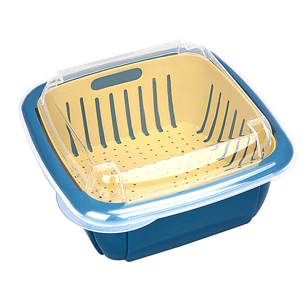 Kitchen Drain Basket Colander Fruit Vegetable Washing Basket Strainer Storage Basket Preservation Box Kitchen Tool: Yellow