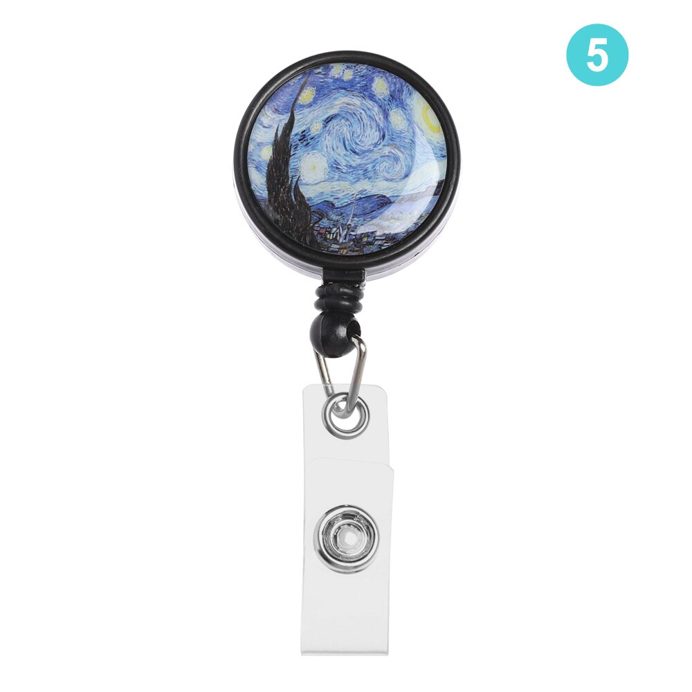 Retractable Nurse Badge Reel Clip Flower Pattern IC Name Card Badge Holder Nurse ID Name Card Unisex: 5