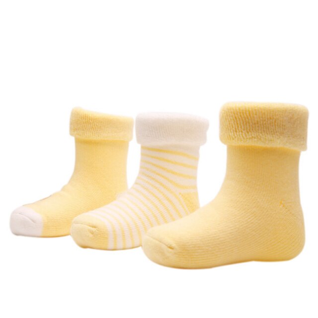 Chaussettes chaudes pour bébé, chaussettes épaisses pour fille et garçon, automne et hiver paire/lot: YELLOW / 6-12 months baby
