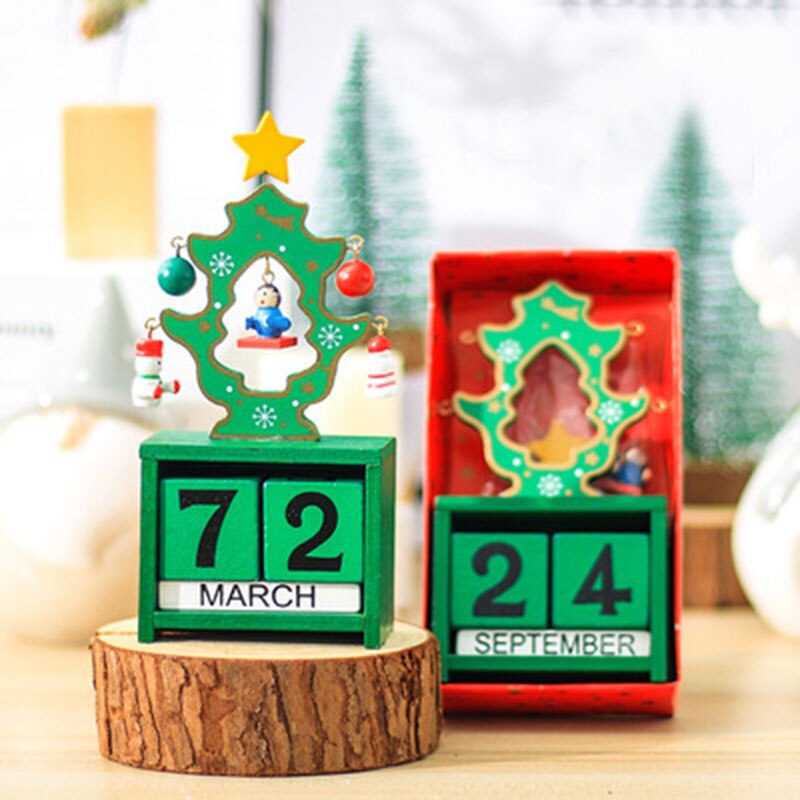 Calendario Vintage perpetuo Manual de madera, accesorio de escritorio para oficina, de Navidad, decoración del hogar: 6