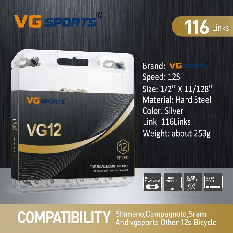 Vg Parts VG Sports Bicycle Chain 12 Speed 116L/126L Silver ... – Vicedeal