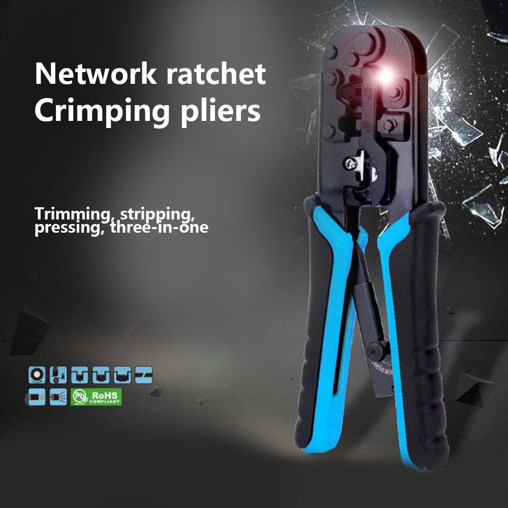 Multifunction Crimper Dual Purpose RG45/11 Crimping Tool Telephone Line Network Cable Crimper Cutter Pliers Wire Stripper