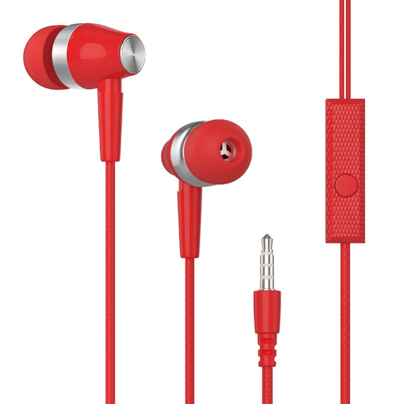 Nouvelle casque filaire 3.5mm Sport écouteurs avec basse téléphone écouteurs stéréo casque avec micro contrôle du volume musique écouteurs: Rouge