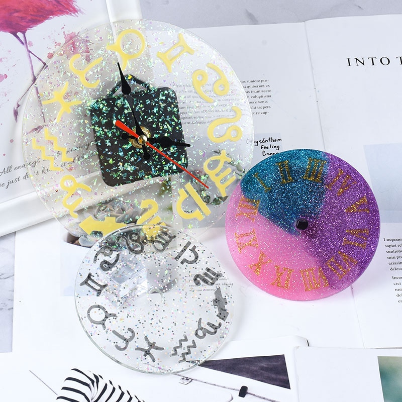 Diy Silicone Klok Mold Epoxyhars Tray Mold Klok Craft Maken Sieraden Accessoires Klei Cement Silicon Klok Mould Ronde