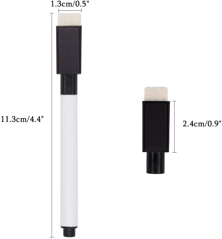 Rewritable Magnetic Dry Wipe White Board Markers Pens with Eraser Cap 4.4 in Mini Markers with Fine Tip for Classroom Office etc