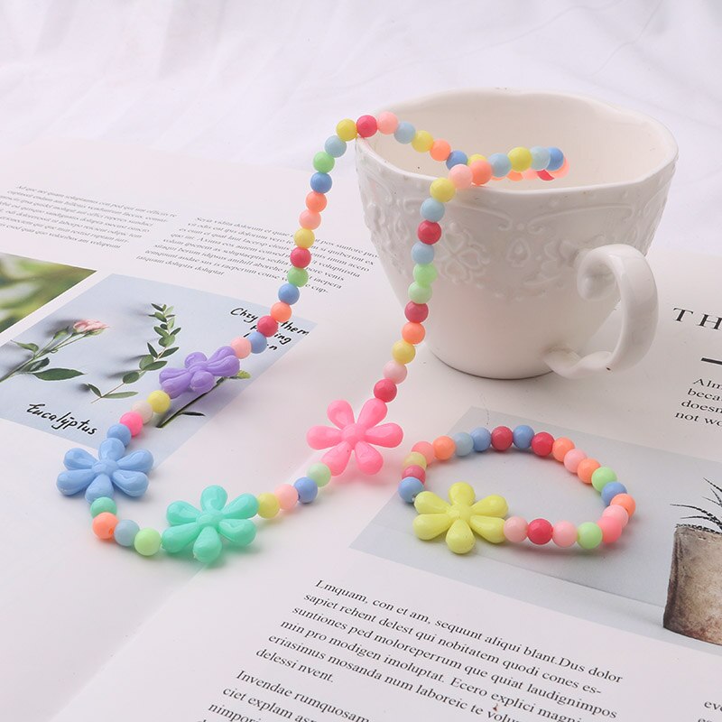 Enfants été style collier bracelet costume bébé doux cheveux accessoires bijoux pentagramme printemps: Bleu