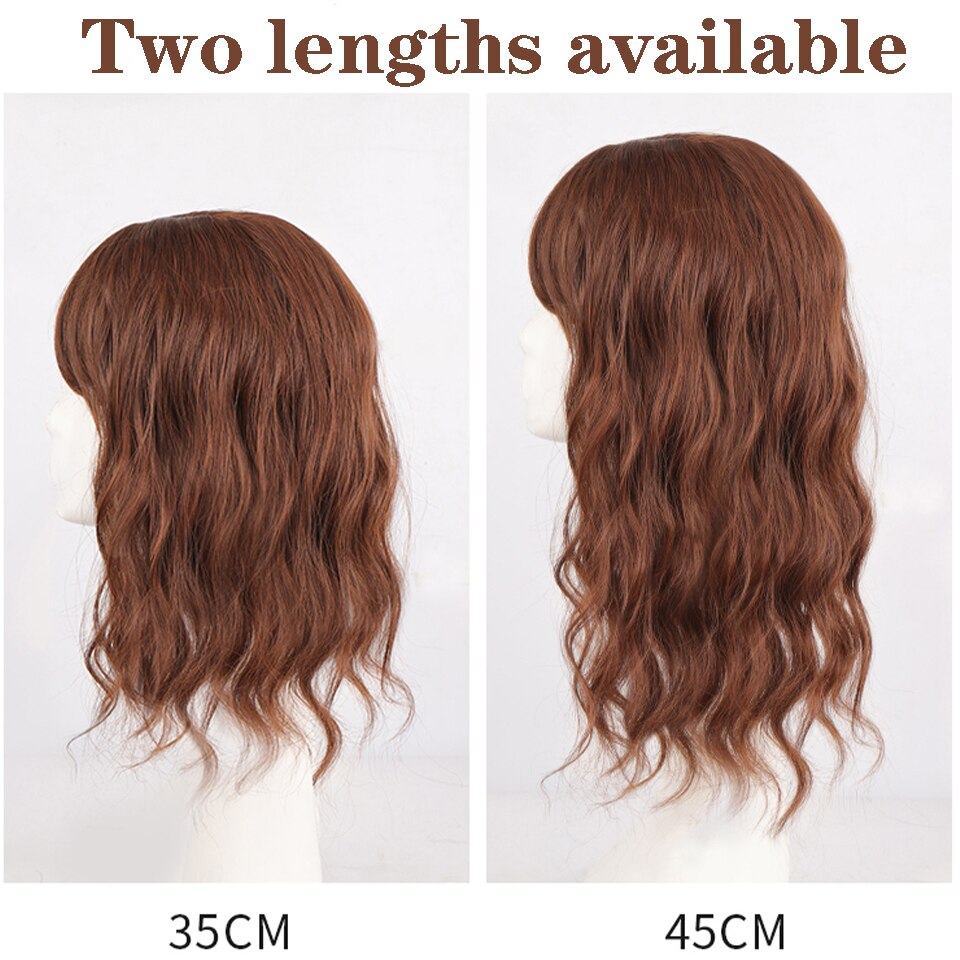 SEEANO-peluquín sintético con flequillo para mujer, pelo corto ondulado, reemplaza la peluca para cubrir el cabello blanco y aumentar el volumen del cabello