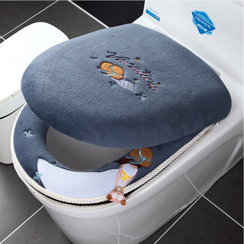Cotton Linter Overcoat Toilet Case Bathroom Multi Color Toilet Mat Warm Toilet Seat Cover: A10