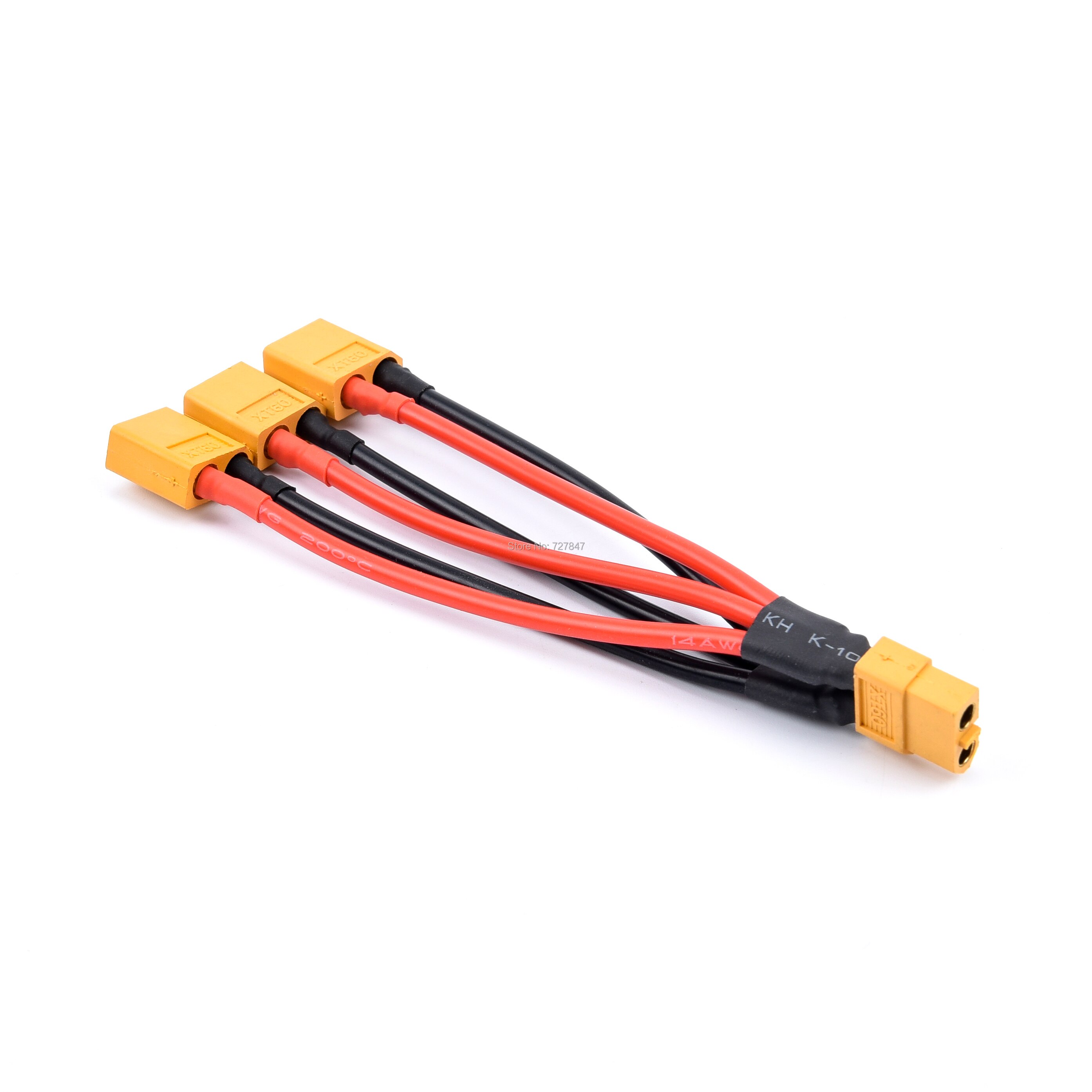 Xt60 parallel batteristik han/hun kabel dobbelt forlænger y splitter / 3- vejs 14 awg silikonetråd til rc batteri motor