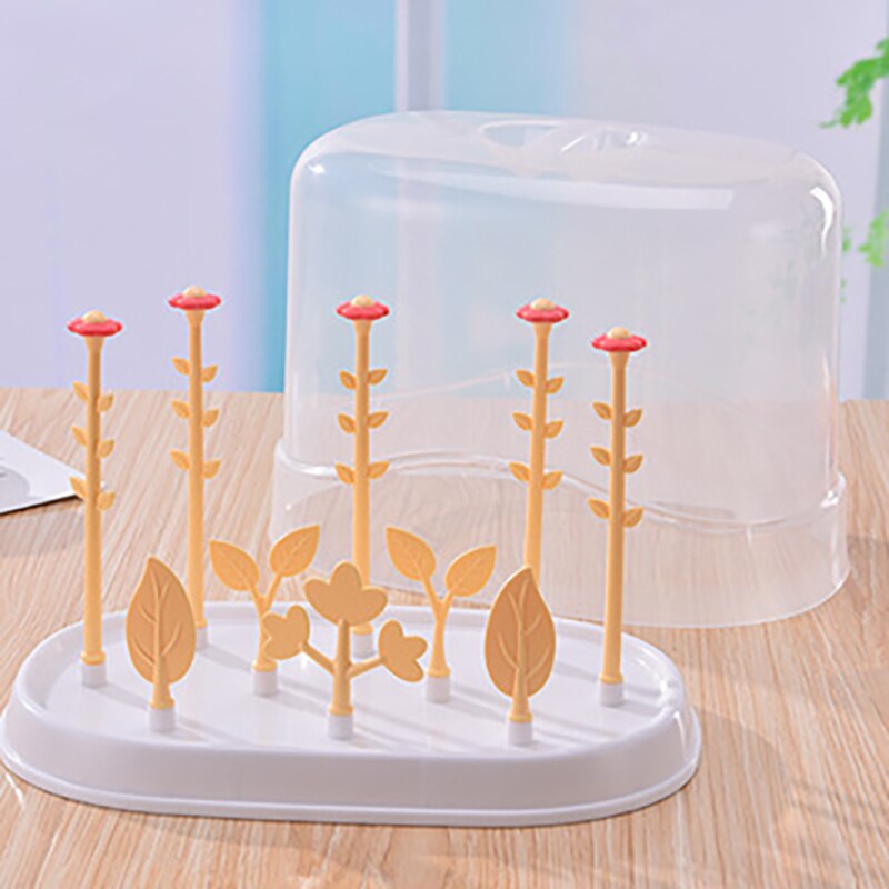Baby Bottle Drying Rack tree shape feeding baby Bottle Holder Healthy Safe Material Drain Bottles Rack With CoverYHZ003