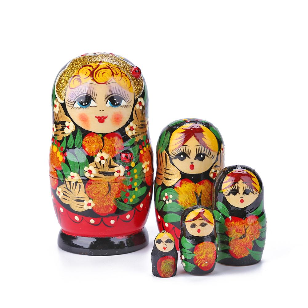 13 Stijlen Handgetekende 5-Layer Russische Matroesjka Dier Bloem Loulan Meisje Patroon Combinatie Matroesjka: E