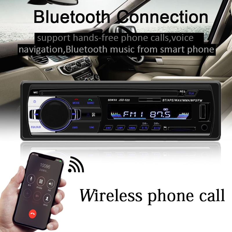 JSD-520 Autoradio Bluetooth Autoradio Autoradio Radio FM Aux Ingang Ontvanger SD USB 12 V In-dash 1 din Auto MP3 Multimedia Speler