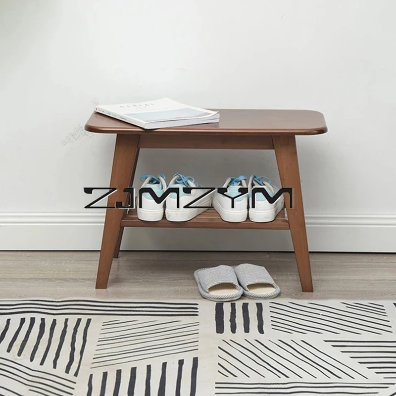 Tabouret de chaussure de porte de maison en bois, tabouret long nordique, chaussure de porte intégrée, meuble de salon T1