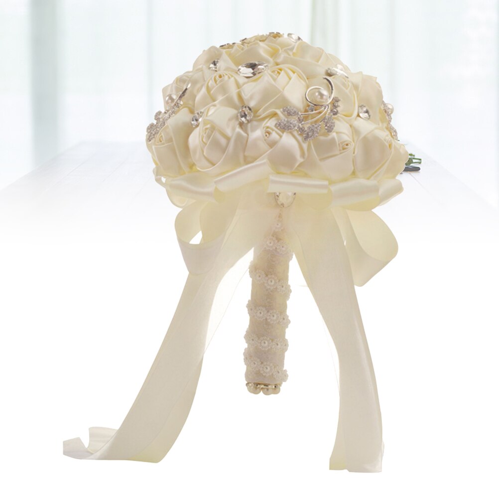 Bruid Bruiloft Boeket Satijnen Lint Bruidsboeket Kunstbloemen voor Wedding Party