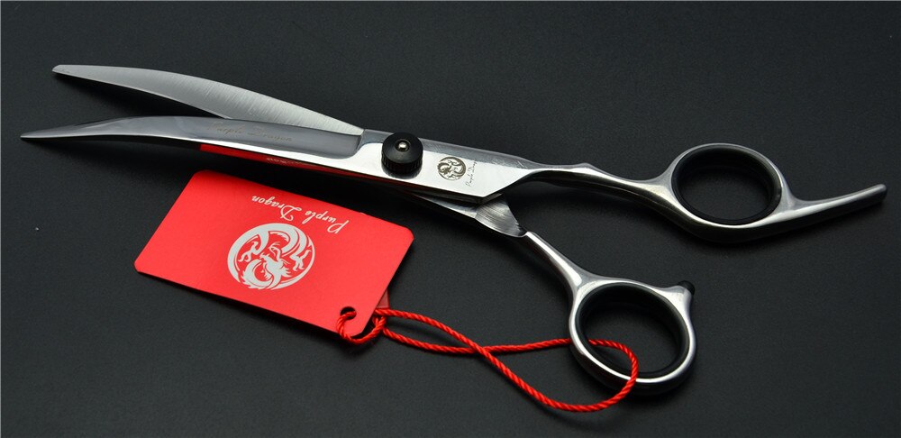 6.0 inch 17.5cm 4 Colours Brand Curve Hairdressing Scissors Best Dogs Cats Bent Down Cutting Shears Pets Hair Scissors: Black Screw No Case