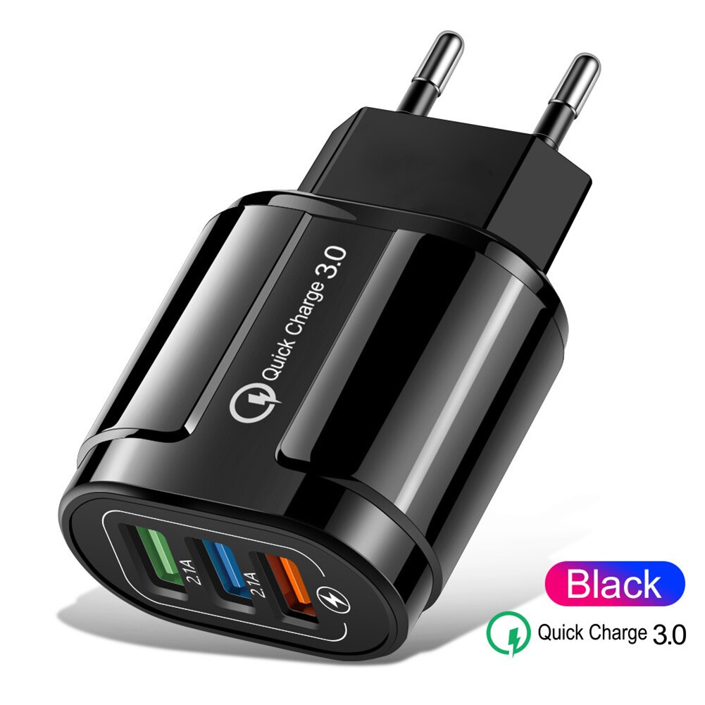 Usb Fast Charger 3 Poorten Quick Charge 3.0 Eu Us Plug Mobiele Telefoon Lader Voor Samsung Xiaomi Iphone QC3.0 opladen Adapter