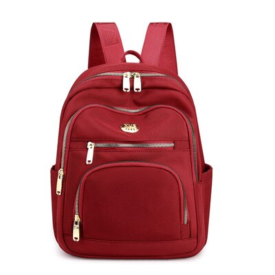 Mode Vrouwen Rugzakken Hit Kleur Patchwork Rugzak Voor Meisjes Schooltas Nylon Reizen Rugzak Dames Rugzak Sac A Dos: Wine red