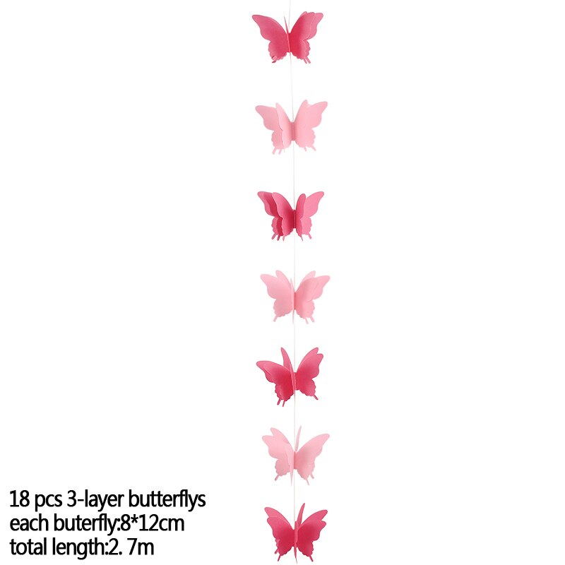 270cm fargerike sommerfuglpapir krans hengende banner bryllup bursdagsfest dekor baby shower barn jente rom dekor bunting: B02