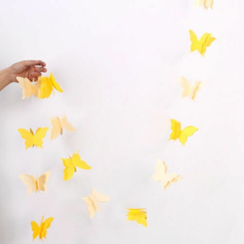 2.7M 3D Paper Garland Butterfly Banner kids Baby Shower Butterfly Bunting for Valentine's Day Wedding Birthday Party Decoration: Yellow