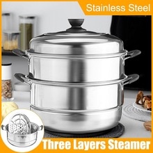 Stainless Steel Three layers Thick Steamer Pot Soup Steam Pot Universal Cooking Pots for Induction Cooker Gas Stove Steam Pot