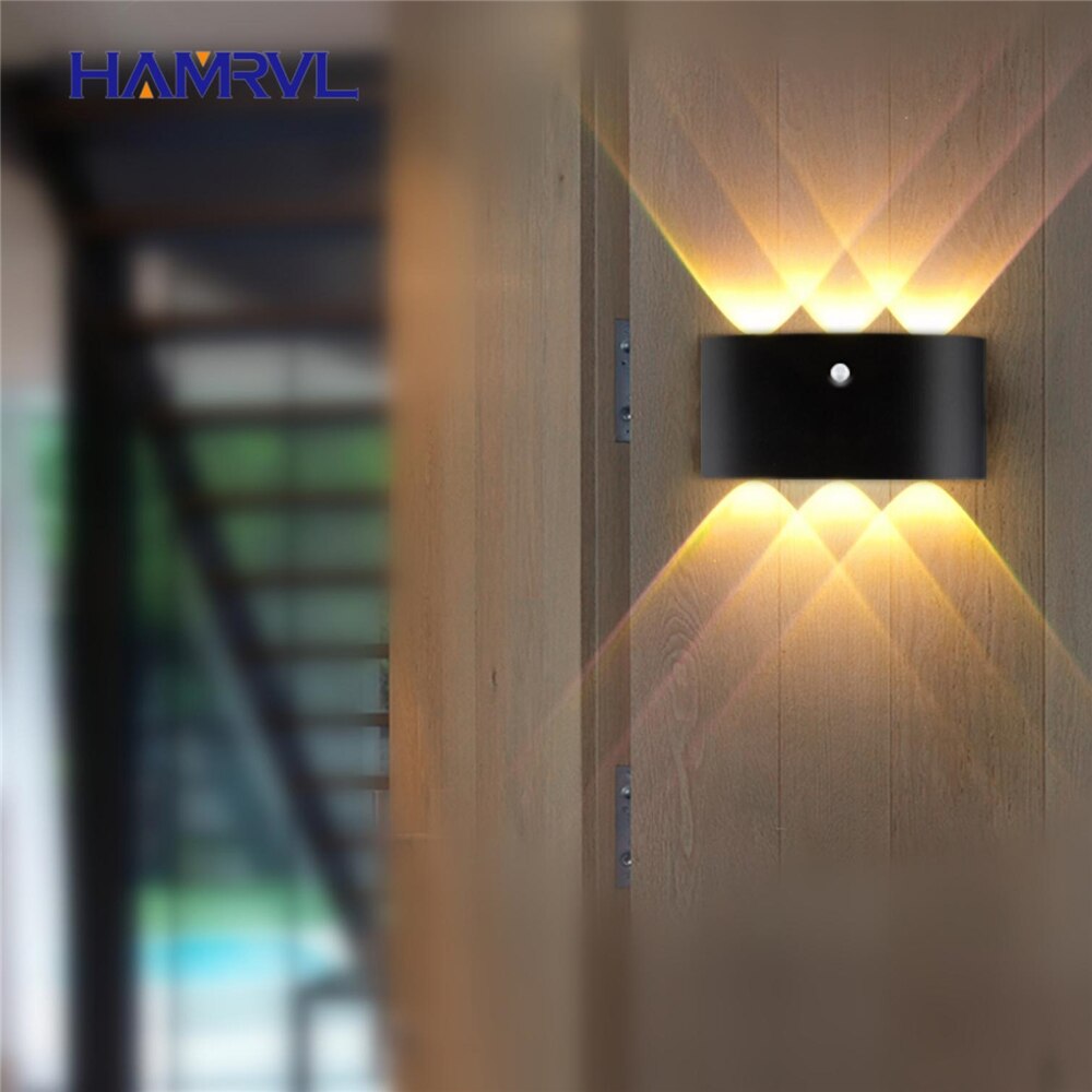 Outdoor Lighting LED PIR Motion Sensor Waterproof Wall Light 8W AC90-260V Modern Wall Lamp Garden Light Fixture Outside Building