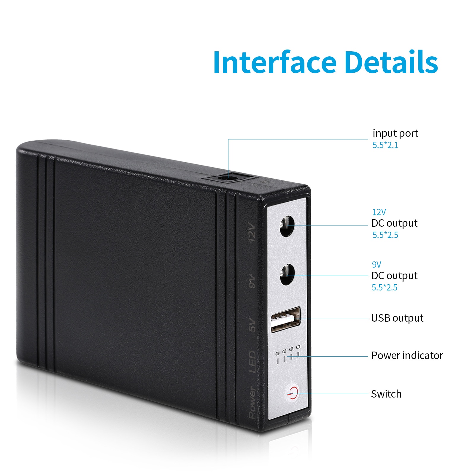 WGP103 Mini DC UPS Wonderful Green Power Multi-Output UPS Uninterruptible Power Supply DC Power Bank 5V-9V-12V Mini DC UPS