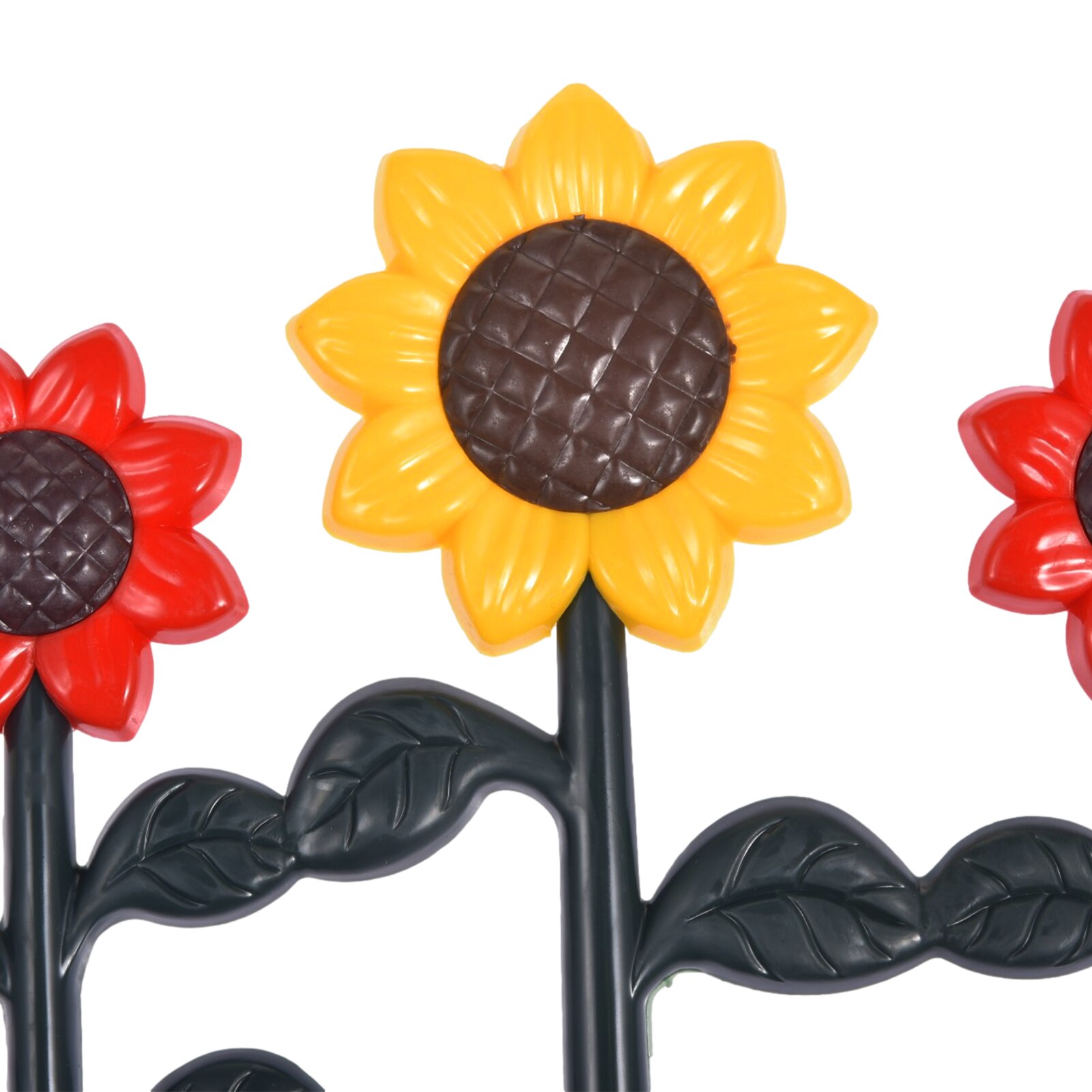 5pcs Garden Picket Fence Removable Sunflower Fence Home Garden Fence Outdoor Plastic Flowerbed Fence PP Material Total Length 3m