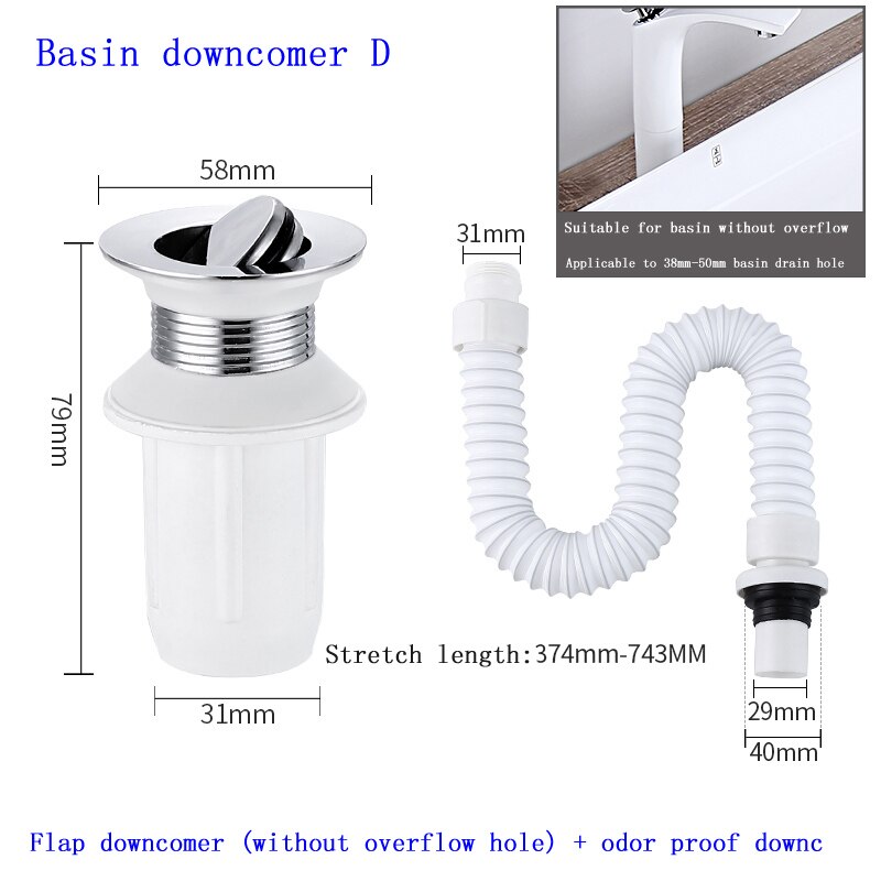 Wash Basin Down Pipe Wash Basin Stainless Steel Deodorization Drainage Hose Downcomer Large Displacement Water Pipe: Basin downcomer D