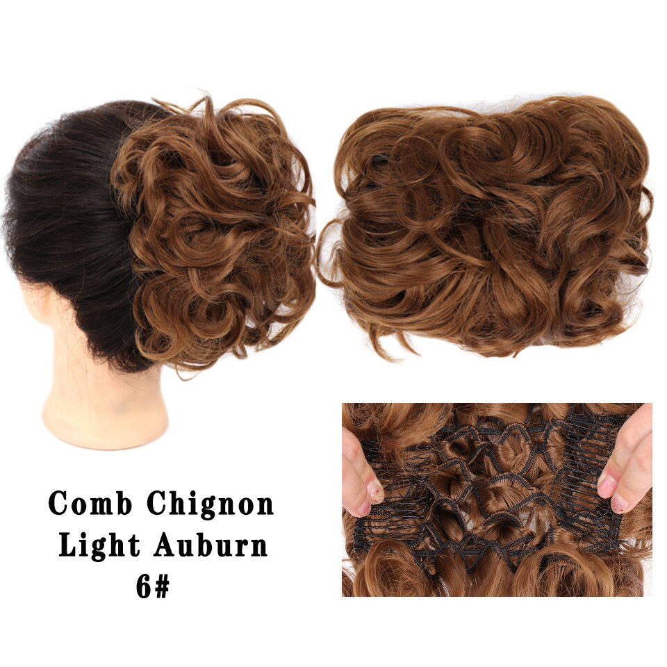 LUPU Synthetische Haarknoten Kamm Clip in Lockige Chignon Haarnadel Synthetische Falsche Haar Schwanz Erweiterung Haar Stück Für Frauen: 6