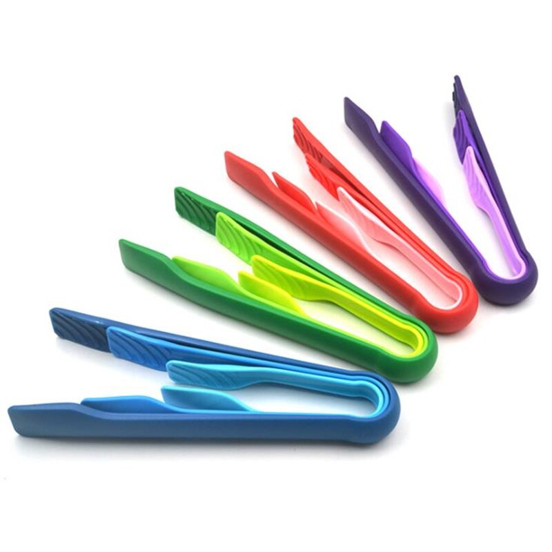 Food Tong Plastic Kitchen Tongs Silicone Non-slip Cooking Clip Clamp BBQ Salad Tools Grill Kitchen Accessories 3pcs