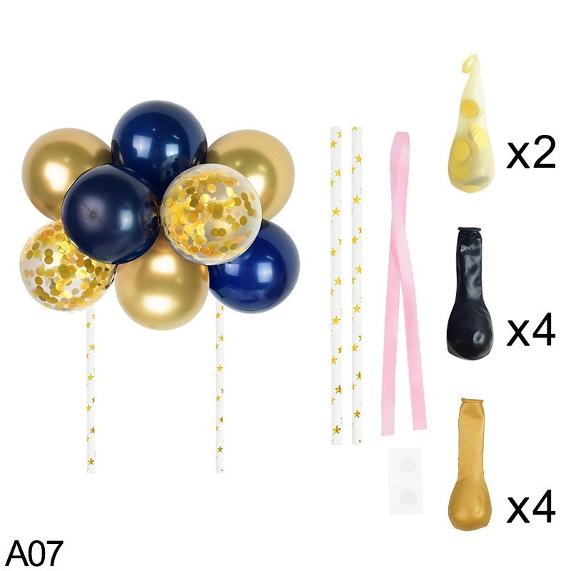 10pcs 5inch Balloon Cake Insert DIY Polka Dot Sequin Cake Flags Accessories Baby Shower Wedding Birthday Party Supply: A07