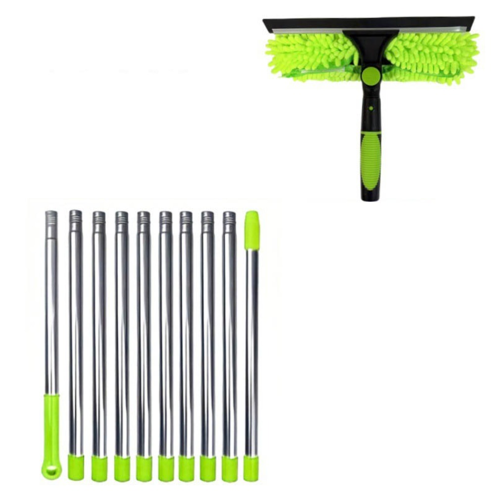 Long Duster Window Cleaning Squeegee Dusting Cleaning Extension Pole Ceiling Duster 2 In 1 Washing Dust Remover: Ivory