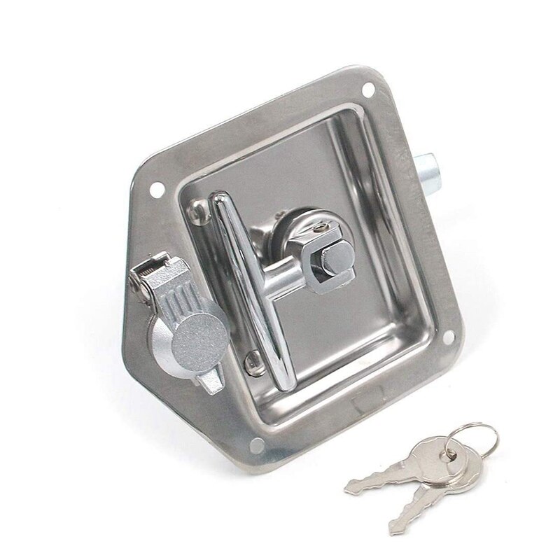 Stainless Door Lock Trailer Toolbox RV Handle Latch Embedded Panel Lock Equipped with 2 Keys for RV Engineering Vehicles