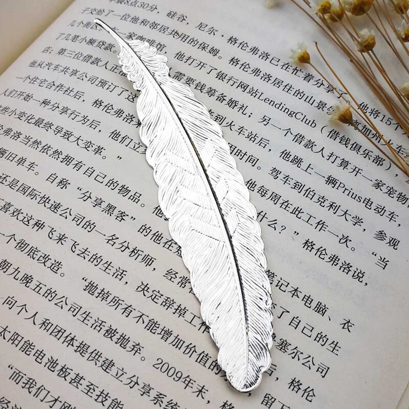 Creatieve Metalen Verzilverd Veer Bladwijzer Chinese Stijl Vintage Pagina Marker Leuk Cool Boek Markers Schoolbenodigdheden: silver