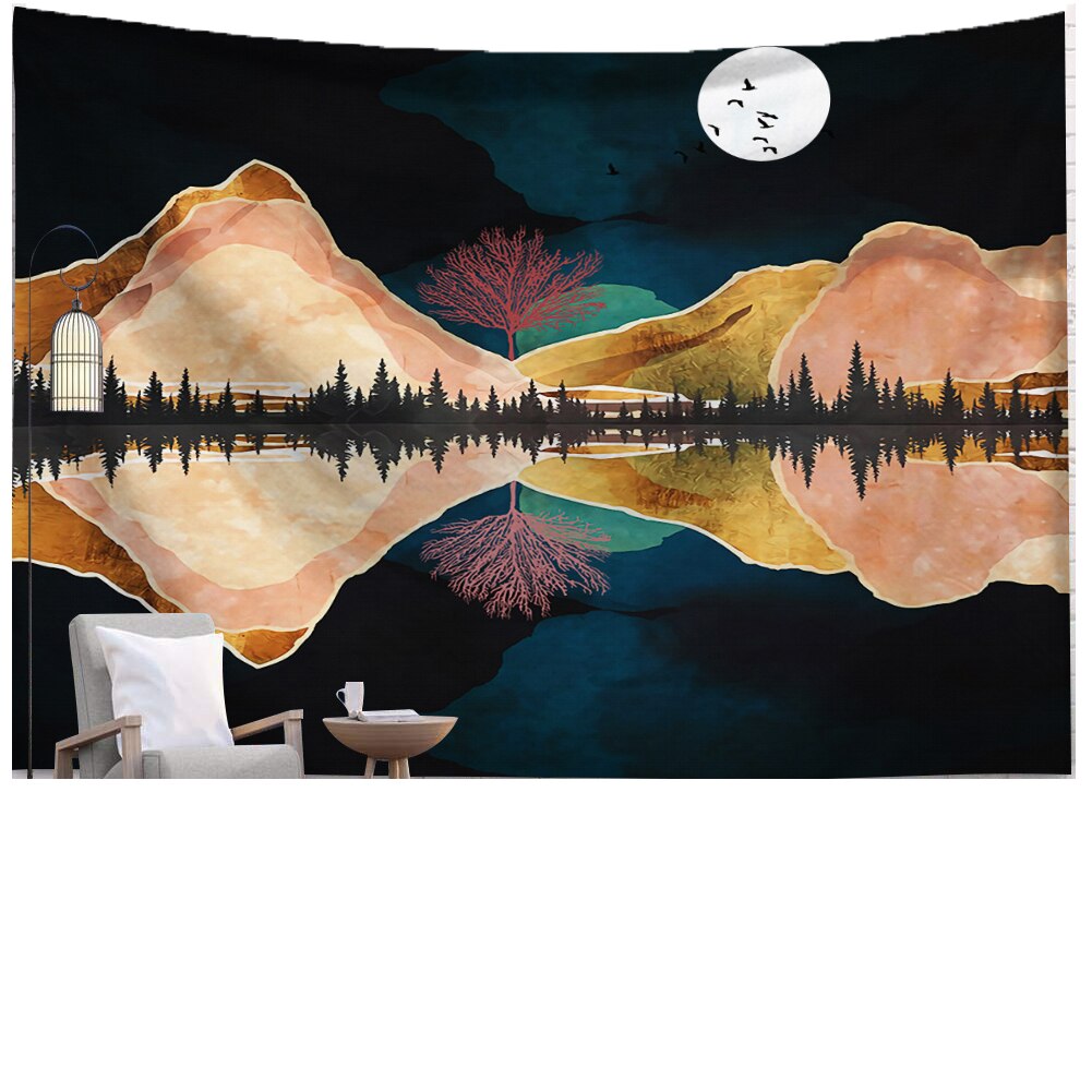Soveværelse dekorativt gobelin psychedlic stjernehimmel gobelin tapetry hippie værelse væghængende tæppe kunst boligindretning 95 x 73cm: B