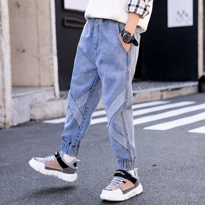 Jeans streetwear denim bukser fjeder løs baggy bukser drenge blå jeans jogger fritidstøj 8 10 12 14 år