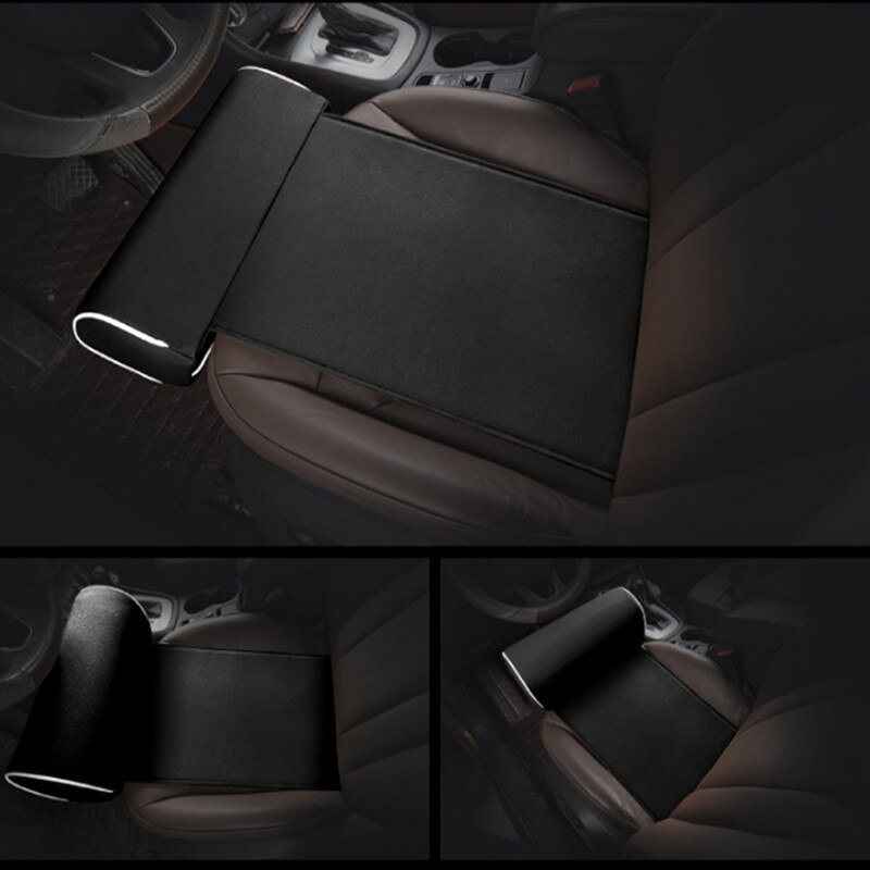 Cojín para asiento de coche reposapiés de cuero PU, soporte para piernas, esterilla cuadrada, rodillera de fácil conducción, apoyo para los muslos, accesorios de Interior de coche: 1pc black