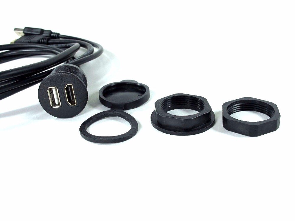 Auto bil instrumentbräda infälld usb 2.0 & hdmi uttag förlängningsledning panel kabel