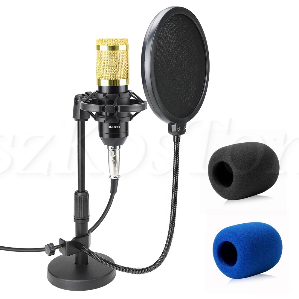 Profession bm 800 Condenser Microphone Karaoke Gaming Studio Recording bm800 Microphone for Computer Phantom Power Voice Changer: Kits B