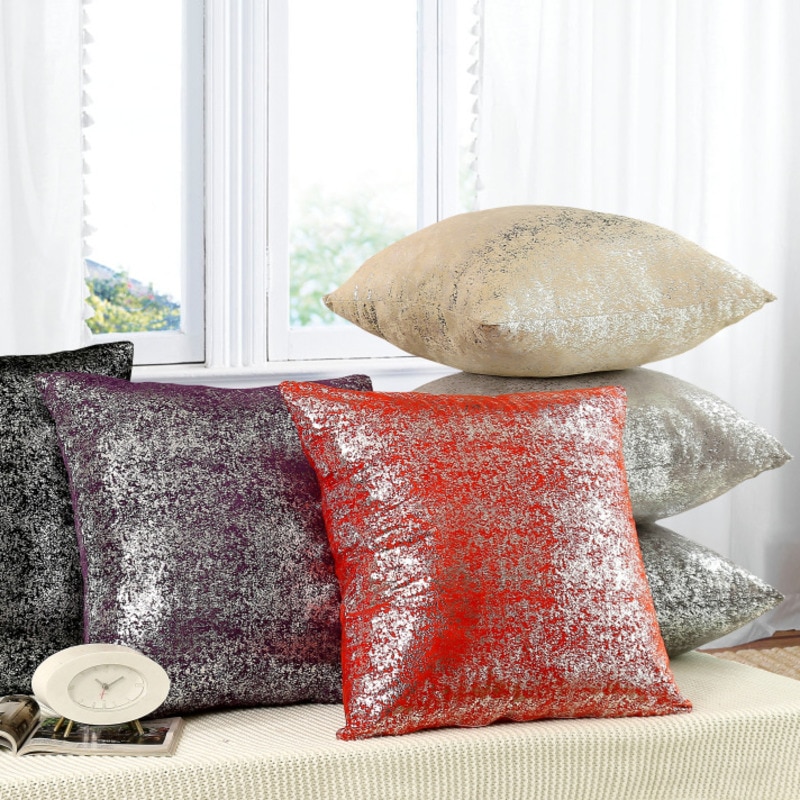 Luxe bronzen gouden zilverfolie kussenhoes decoratieve kussens voor kantoor, hotel, auto, effen kleur serie kussensloop