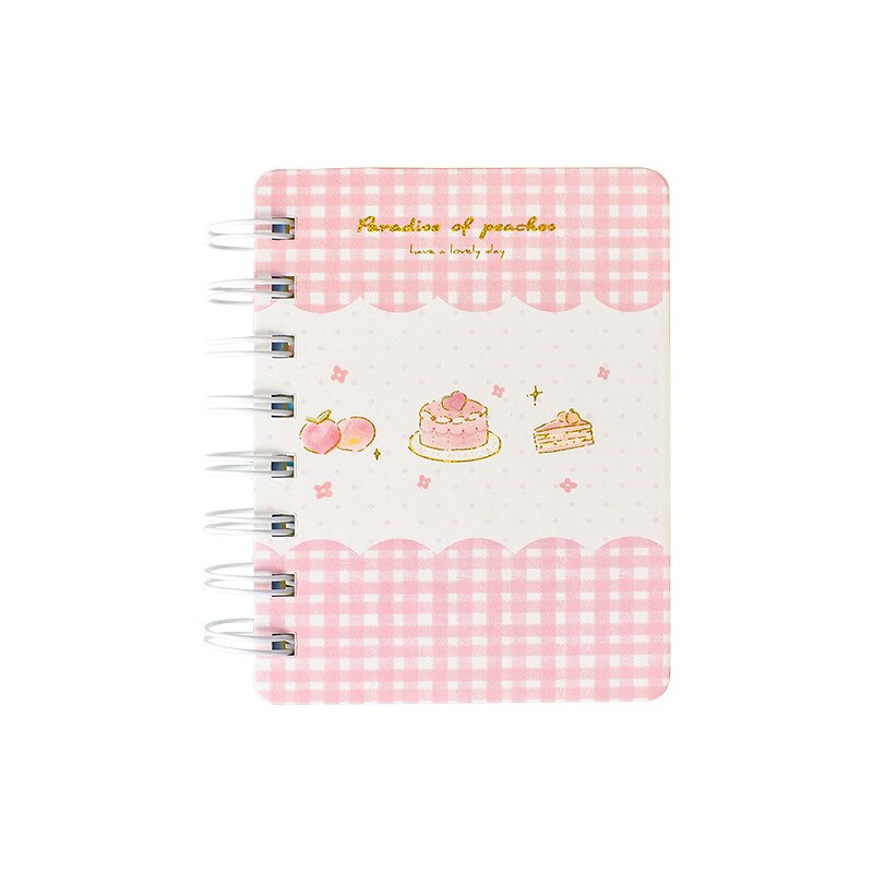 Kawaii sweet peach coil notebook learning office supplies horizontal line inner page pocket notebook 1 pcs style random