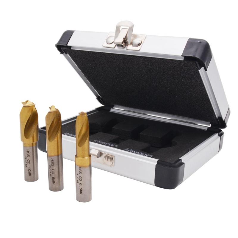3Pcs 6.5Mm 8Mm 10Mm Hss Co Rotary Puntlas Cutter Zaagtand Punt Countersink Boor Houtbewerking Boor bit