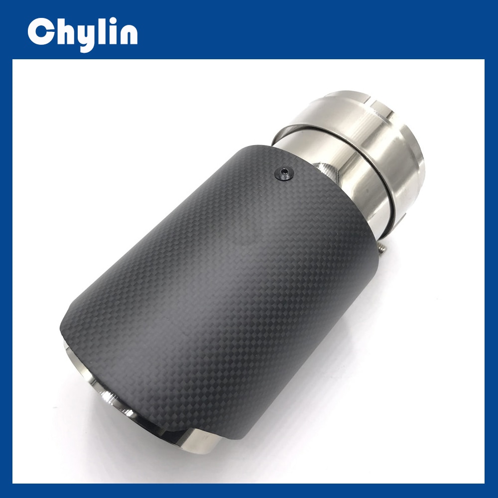 One Piece Single Car Back Muffler Exhaust Pipe For Universal Matte Carbon Fiber System Exhaust Tip For Ak