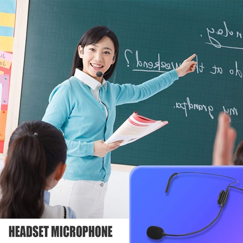 Portable Mini Bodypack Wireless Microphone System Headset Mic Rechargeable Receiver Transmitter For Teach Lecture Speech