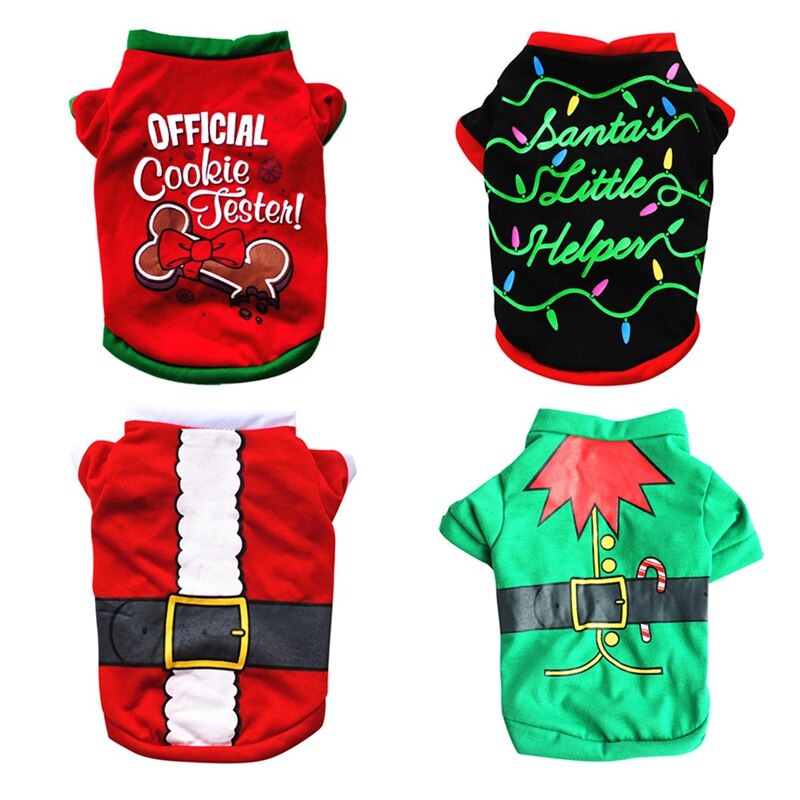 COS Props Kerst Honden Vest Kostuum Leuke Cartoon Shirt Jurk Xmas Kleding Voor Kitty Hond