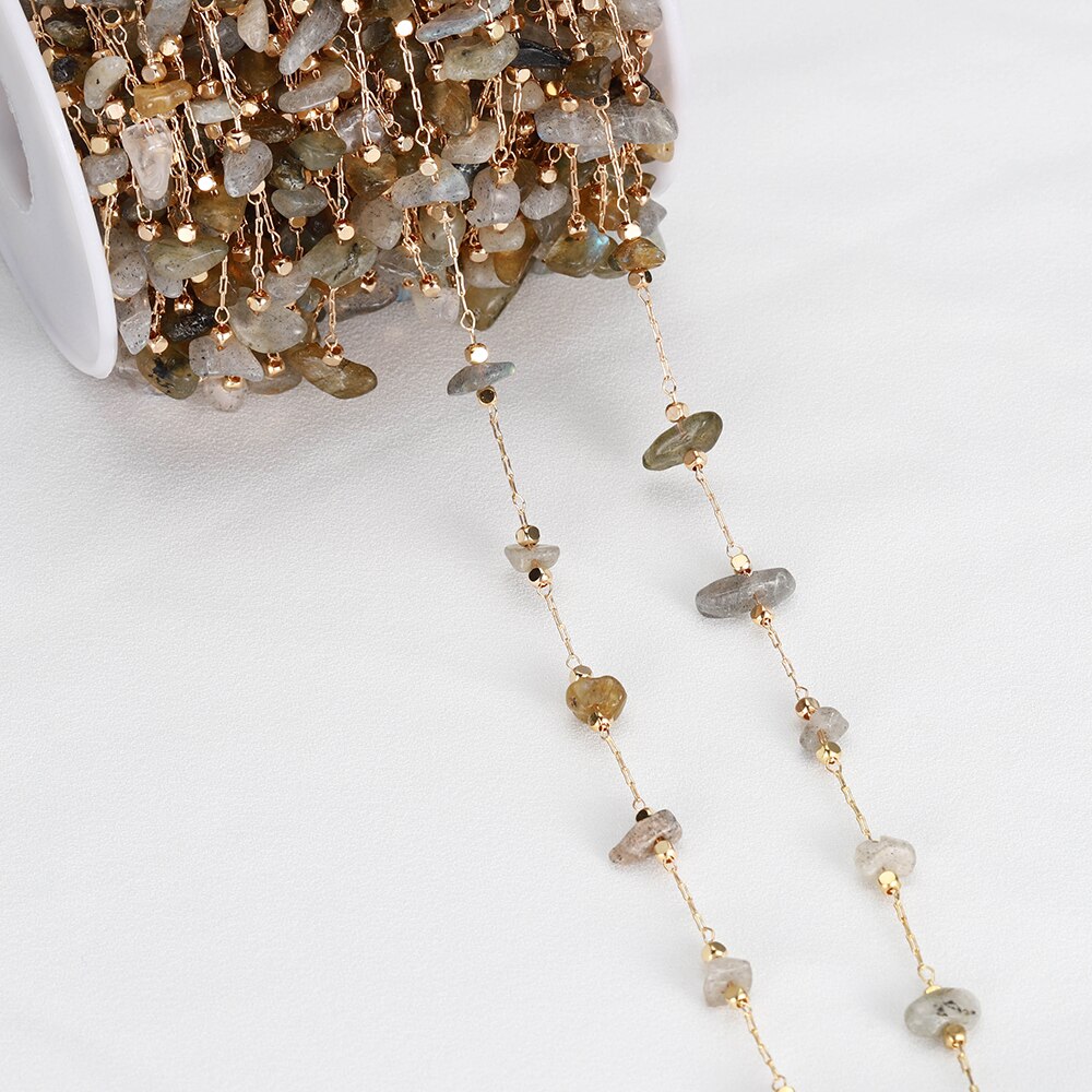 Chaîne de perles de pierre irrégulière en cristal bohème, 1 mètre, pour Bracelet fait à la main, collier, fabrication de bijoux, bricolage, décoration de rideau: Gray