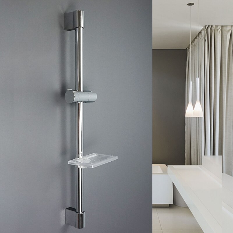 Chrome Shower Sliding Bar Wall Mounted Shower Bar Adjustable Sliding Rail Set Multi Function Hand Shower Head with 1.5M Hose