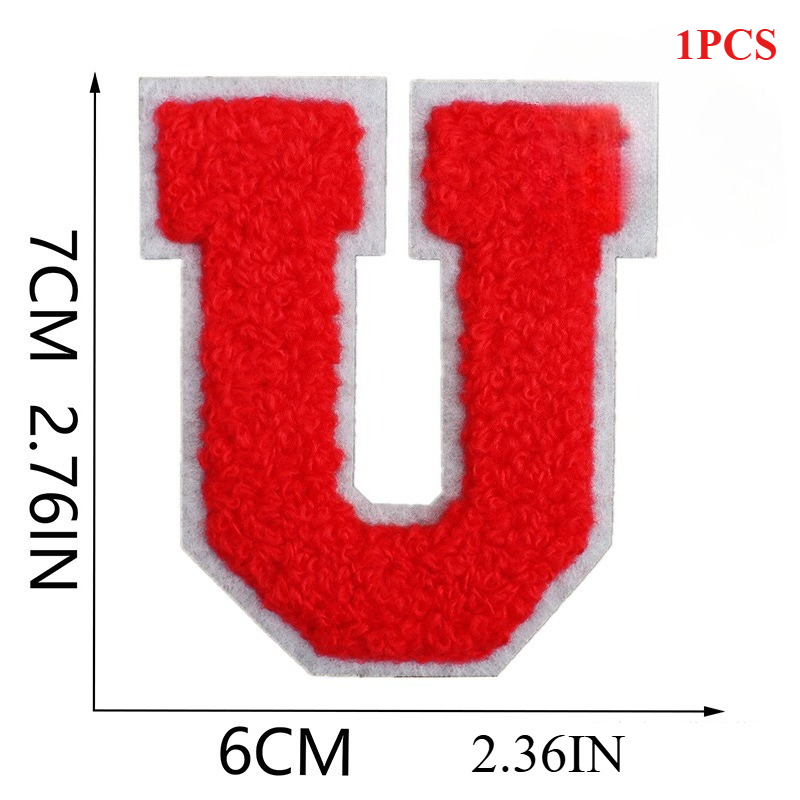 7Cm White Background Red Character Embroidery Cloth Sticker English Letters Towel Embroidery Patch Sticker Computer Embroidery: Gold