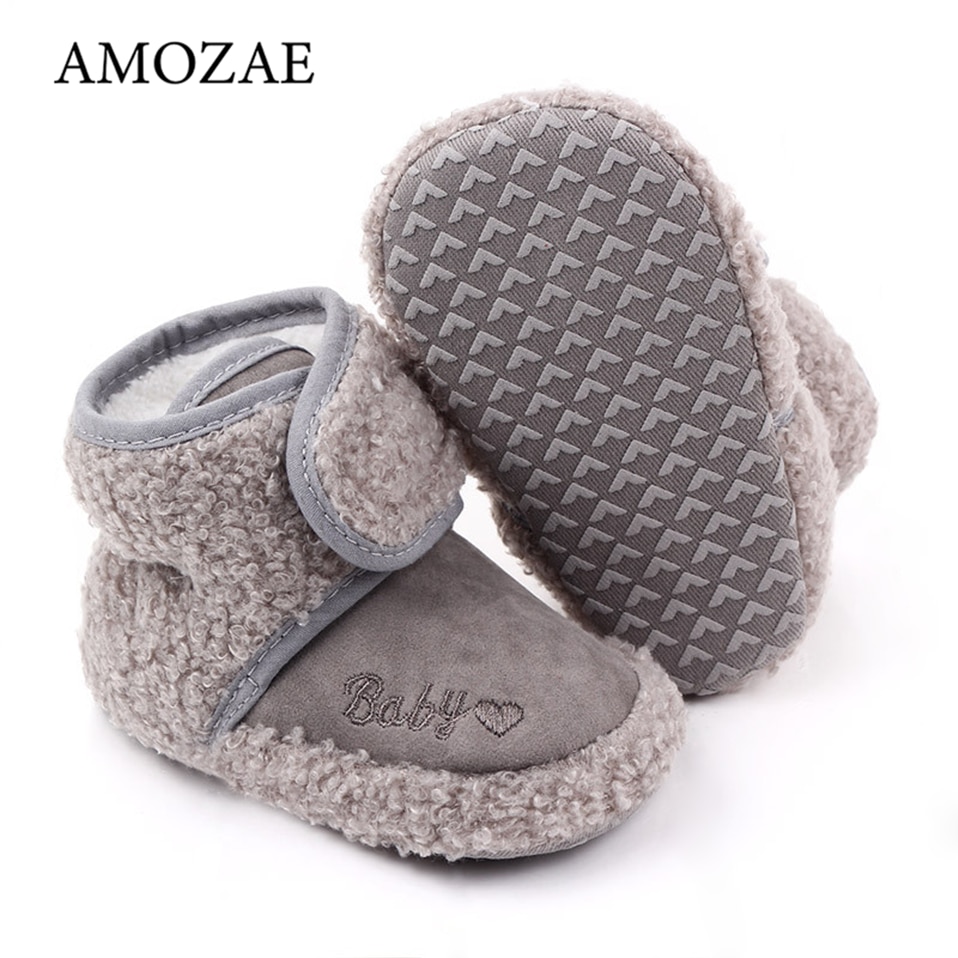 Høst vinter spedbarn baby gutter jenter støvel nydelig kjærlighetsbrev mønster plysj fløyel behagelige varme støvler