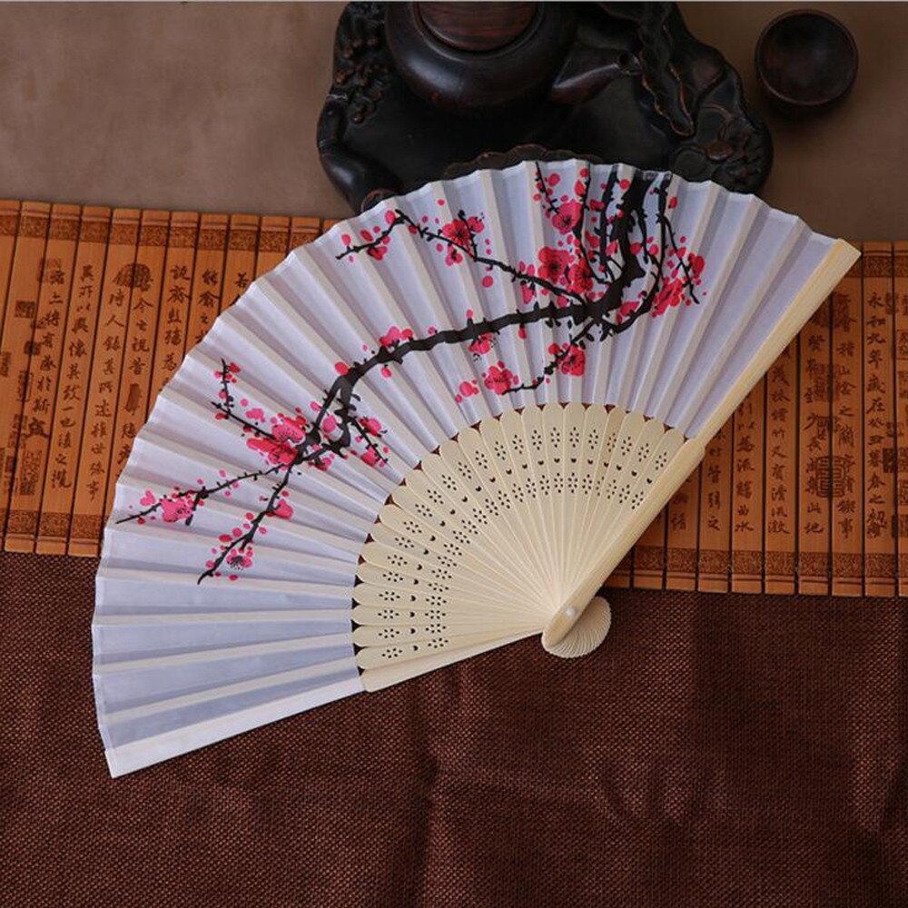 Vintage Bamboe Pruimenbloesem Vouwen Hand Held Bloem Fan Chinese Dance Party Pocket Bruiloft Kleurrijke Chinese Fans: Default Title